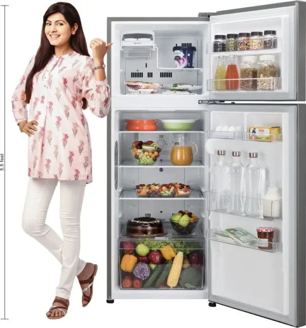LG 291 L Frost Free Double Door 2 Star Refrigerator  (Shiny Steel, GL-C322KPZY) - Image 3