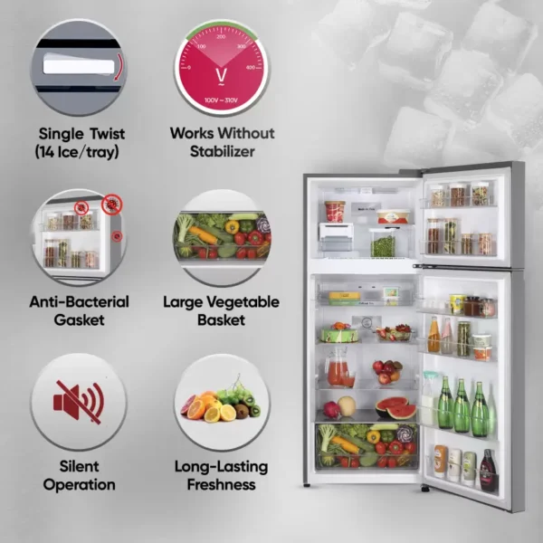 LG 380 L Frost Free Double Door 2 Star Refrigerator with Smart Inverter Compressor, Express Freeze & Multi Air Flow  (Dazzle Steel, GL-N412SDSY) - Image 4