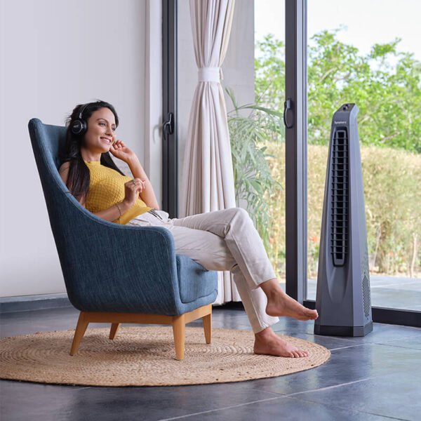 Symphony Surround Bladeless 25 ft Air Throw 650 m3/hr Air Delivery Tower Fan (Powerful Air Throw, Dark Grey) - Image 9