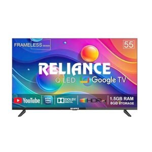Reliance 139 cm (55 inch) QLED Ultra HD (4K) Smart Google TV Fremless Design and Voice Remote.  (GOOGLE TV RGT55GT8724UHD)