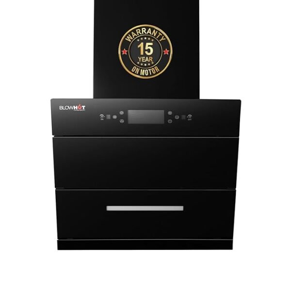 BLOWHOT LEIA S BAC MS Chimney: 60cm With Free Installation Kit | 1,300 m³/h Power | Filterless Technology | Flip Auto Open | Heat Auto Clean | Motion Sensor | 15-Year Motor Warranty