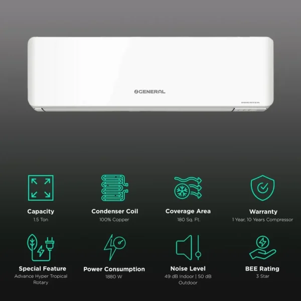 O General 1.5 Ton 18CPAA Split Air Conditioners, 3 Star - Image 2